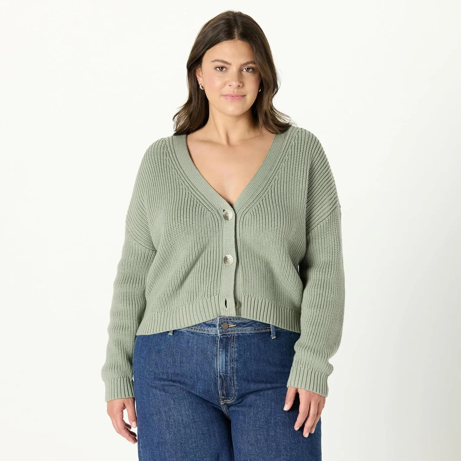 The Drop Women's Standard Sari Cropped Button-Front Cardigan