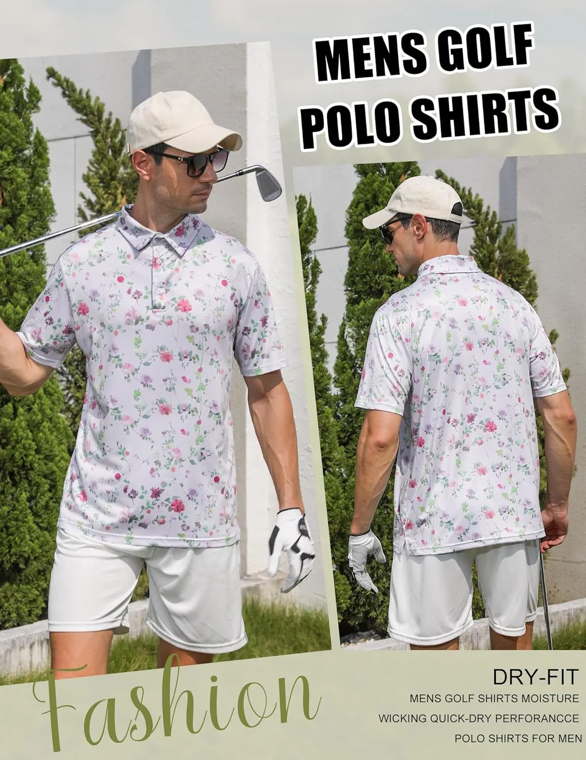 uideazone Golf Shirts for Men Dry Fit Polo Shirt Short Sleeve Moisture Wicking Golf Polos Performance Golf Tennis Shirt