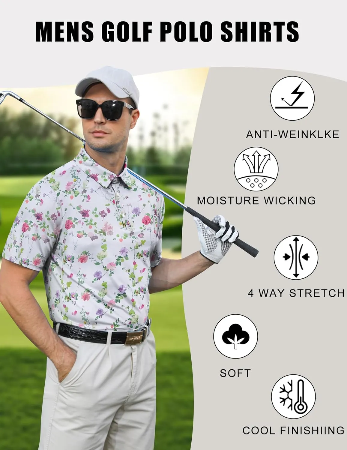 uideazone Golf Shirts for Men Dry Fit Polo Shirt Short Sleeve Moisture Wicking Golf Polos Performance Golf Tennis Shirt