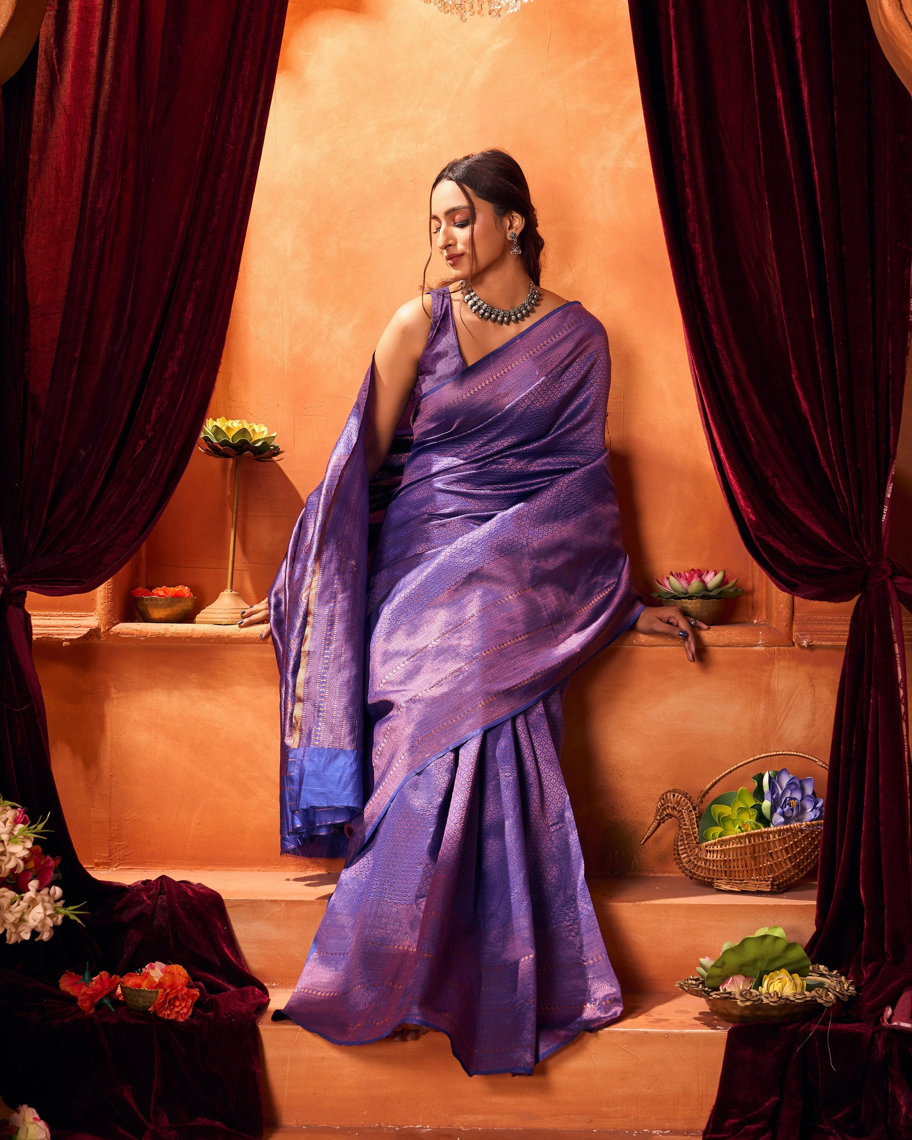 Varanga Festive Wear Multicolor Jacquard Woven Banarasi Kanjivaram Saree