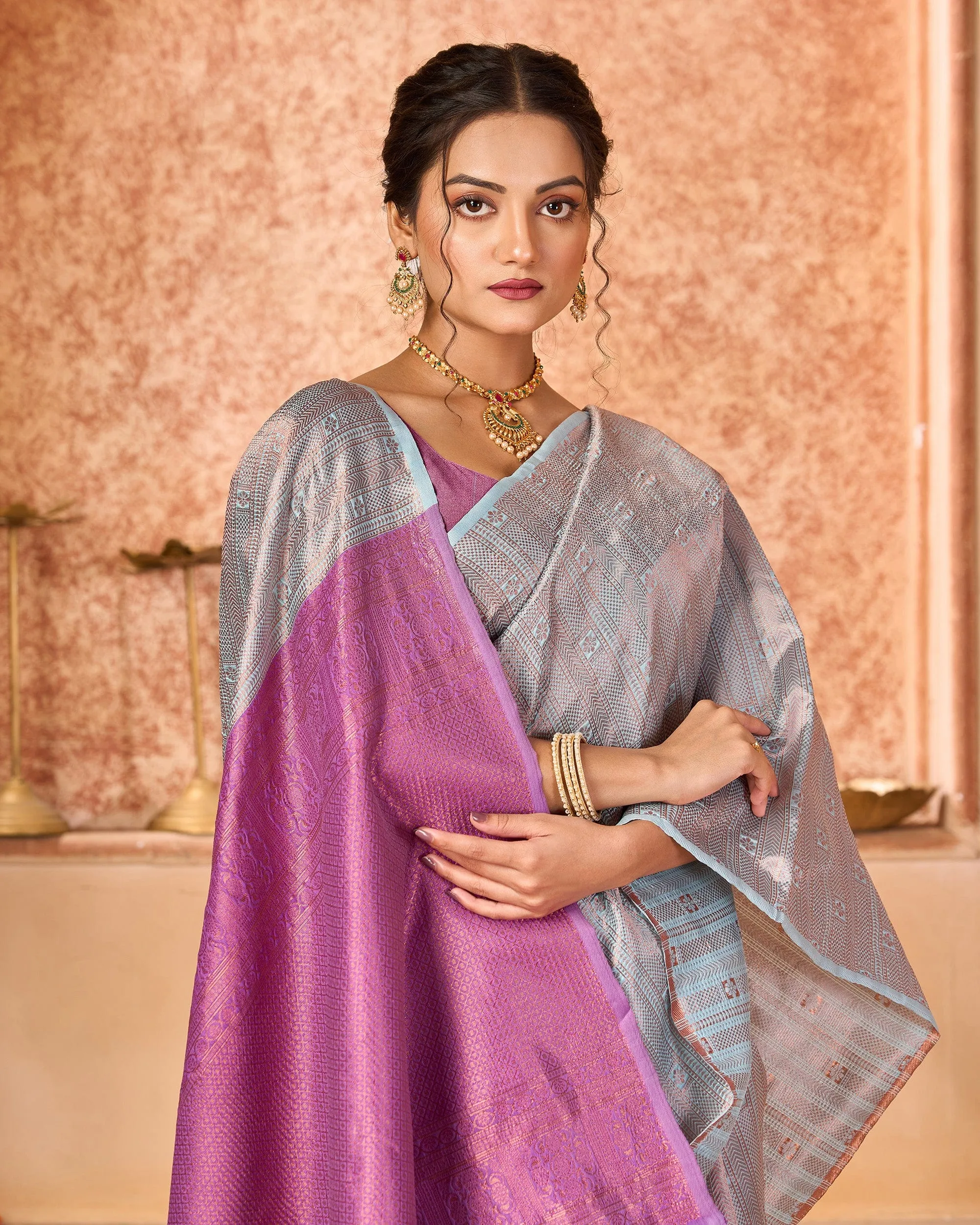 Varanga Stylist Multicolor Jacquard Woven Banarasi Kanjivaram Saree