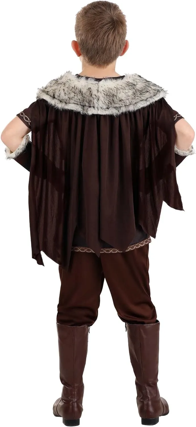 Victorious Viking Boy Costume with Tunic, Pants, Cape, Wrist Cuffs & Belt