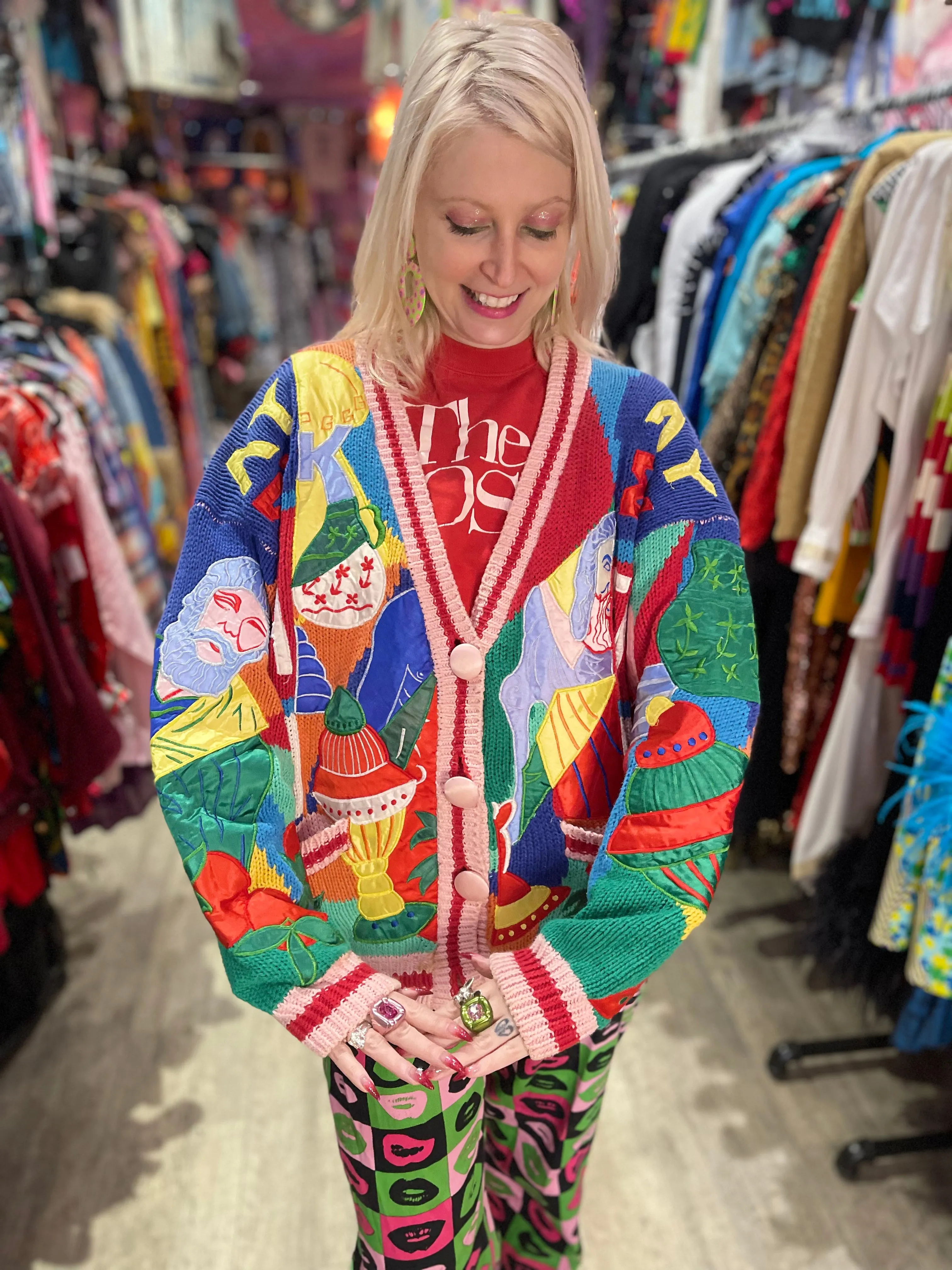 Vintage 80s Greek Cardigan