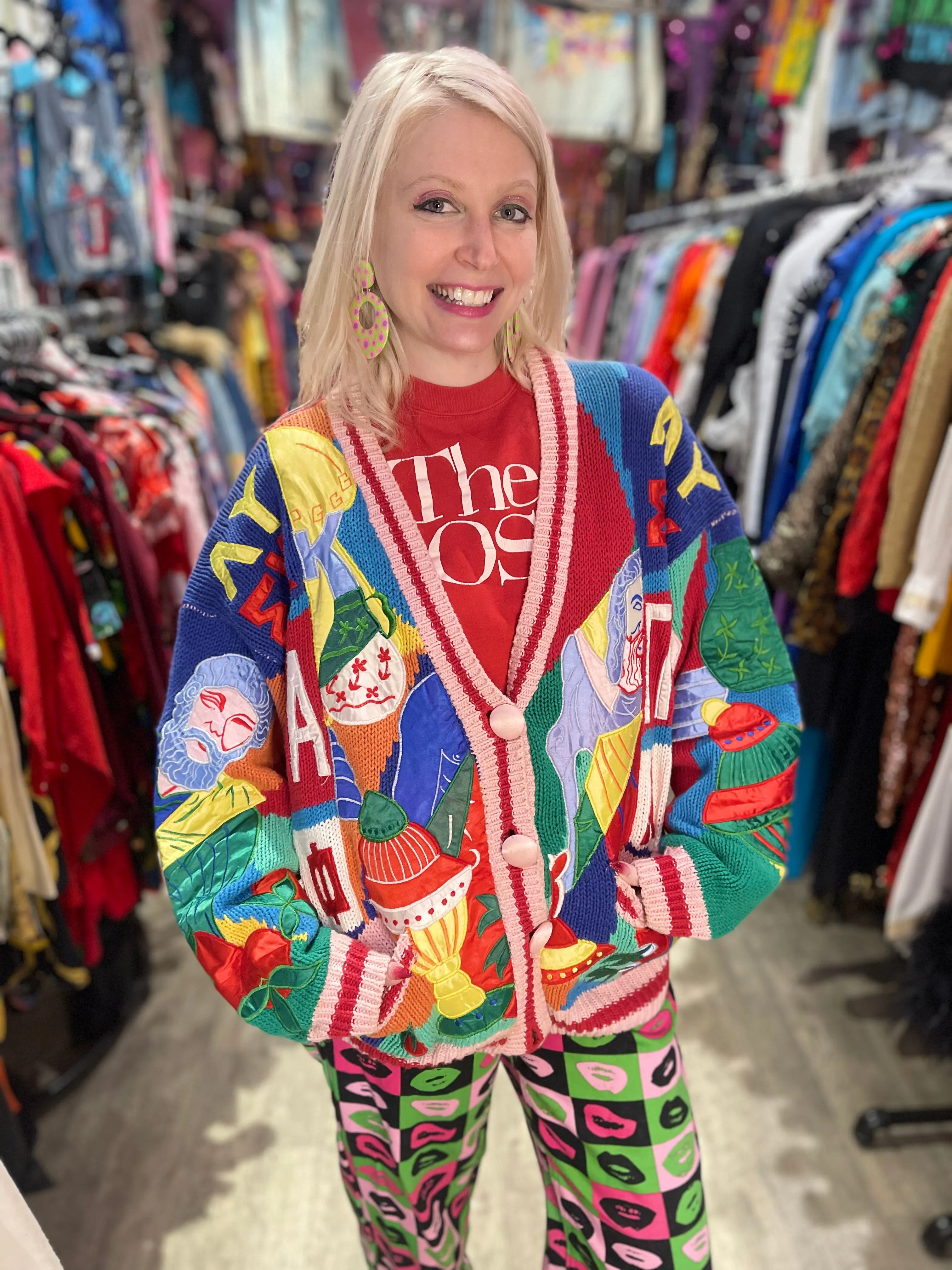 Vintage 80s Greek Cardigan
