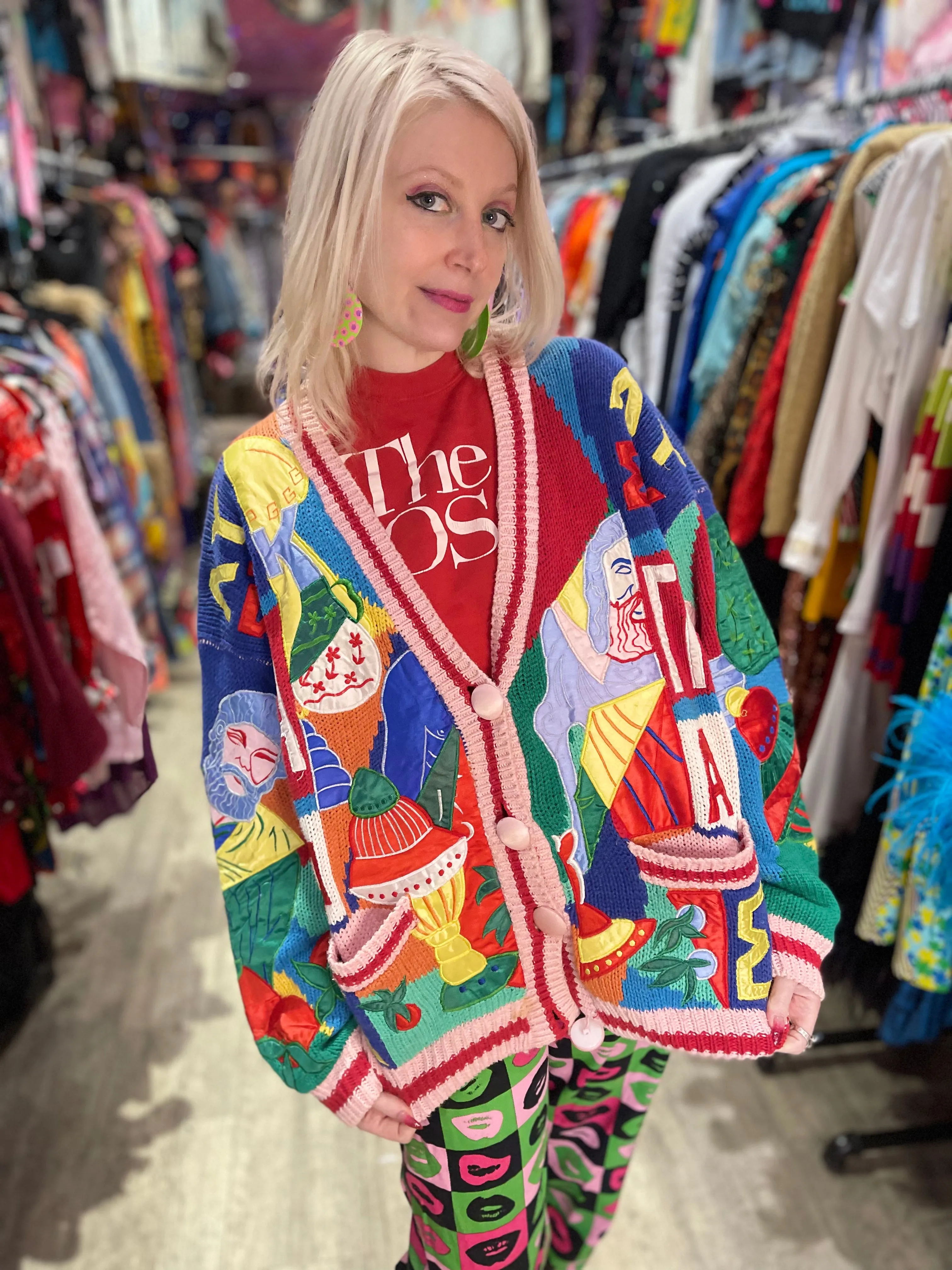 Vintage 80s Greek Cardigan