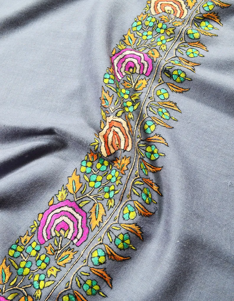 violet embroidery pashmina shawl 7930