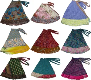 Wevez Pack of 3 Pcs Original Two Layer Printed Wrap Around Skirts (Medium Length Plus Size)