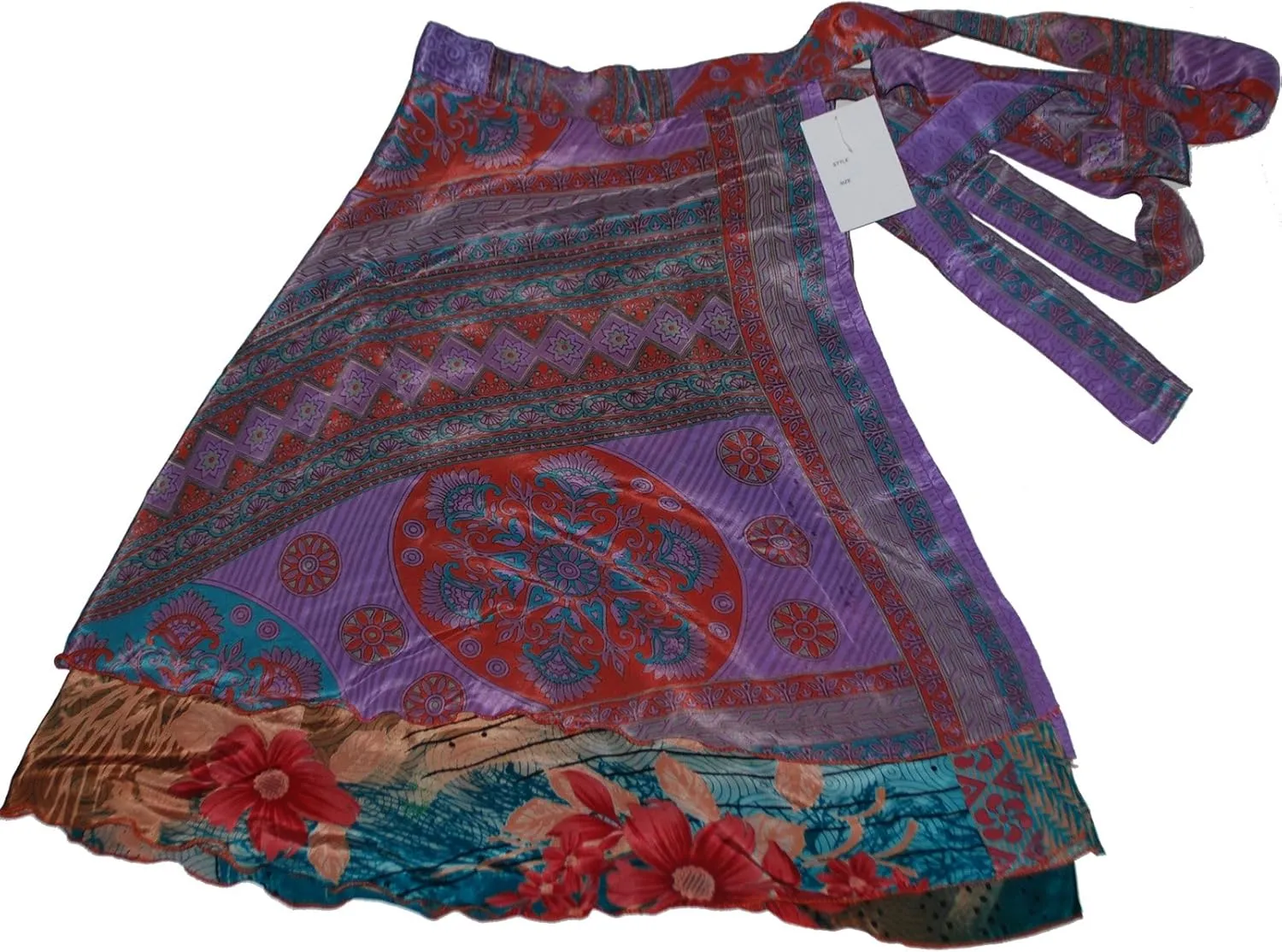 Wevez Women's Short Length Plus Size Sari Art Silk Wrap 3 Skirts Pack