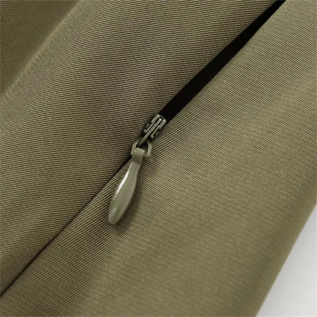 Women European and American Style Texture Waist Cinching Slimming A-Line Skirt Waist Cinching Short Dress