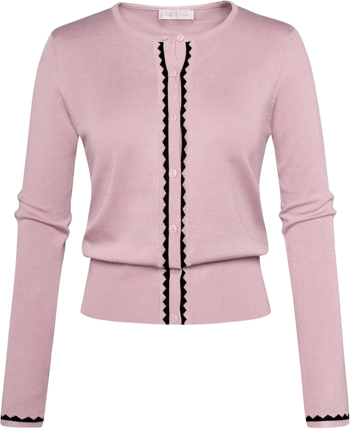 Women's Cardigan Sweater Color Block Long Sleeve Crew Neck Knit Cardigan Trendy Cropped Cardigan Shrug