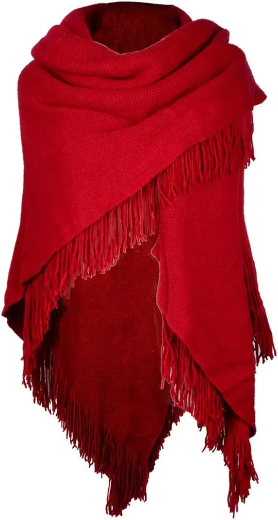 Women's Loose Cloak Poncho With Stylish Trumpet Button,Pullover Wrap