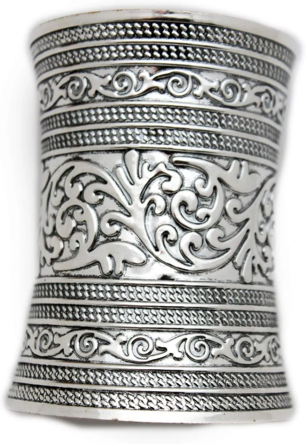 Womens Silver Metal Long Cuff Bracelet  Wide Adjustable Filigree Band  Wonder Style Jewelry Accessory