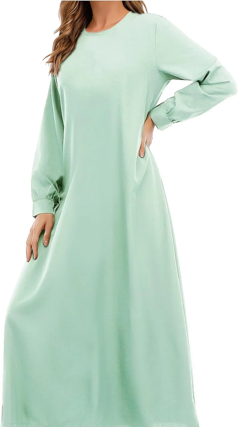 WSPLYSPJY Solid Color Zipper Abaya Muslim Dresses for Women Girls Pockets Islamic Prayer Clothes