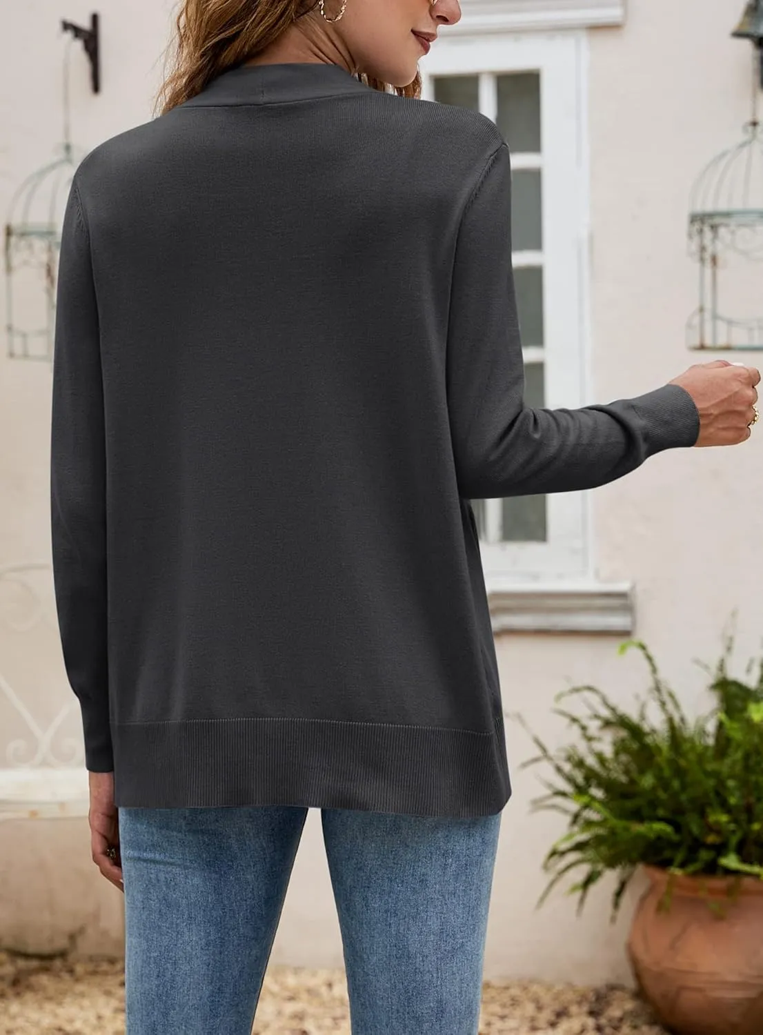 Yousify Womens Cardigan Sweater Long Sleeve Open Front Knit Cardigan Sweater with Pockets